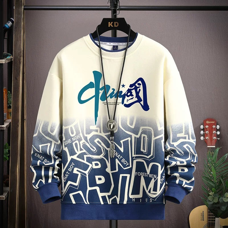 Cotton sweatshirt men's spring and autumn middle school long sleeve t-shirt male teenager round neck bottoming shirt all-match clothes