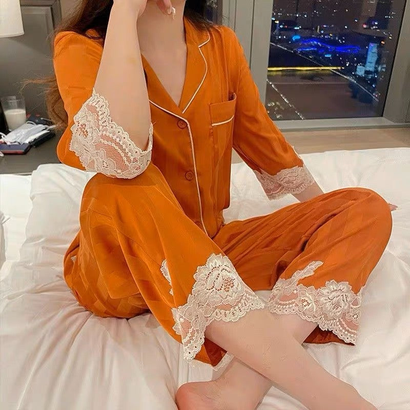 Japanese ins ice silk sexy luxury pajamas for women 2023 spring and au Lee Nhi Boutique Japanese ins ice silk sexy luxury pajamas for women 2023 spring and au Lee Nhi Boutique