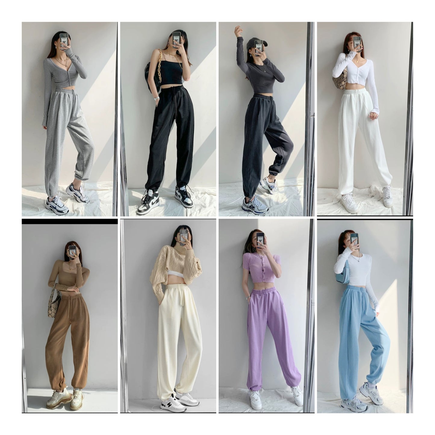 American gray sweatpants for women 2023 autumn and winter plus velvet loose leggings slimming hot girl street sweatpants ins trend