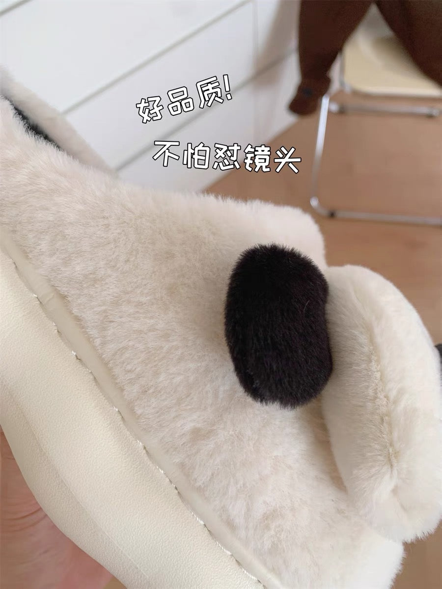 Thin strips of cute and cute three-dimensional dog couple cotton slippers to keep warm and non-slip winter internet celebrity home shoes for men and women