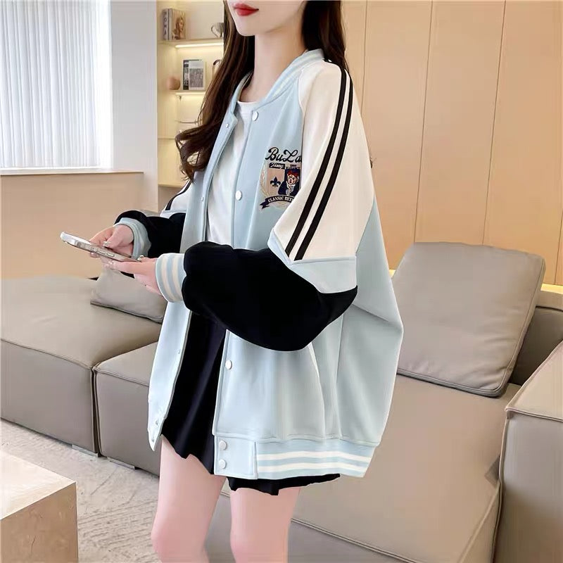 Korean style design baseball uniform jacket for women 2023 new autumn fashionable age-reducing casual versatile jacket trend (J0243)