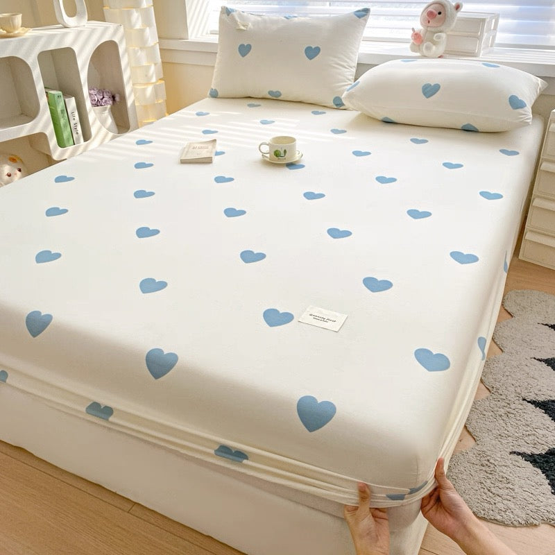 Cotton bed sheet single piece pure cotton bed cover dust cover summer children single mattress anti-slip protective cover three-piece set