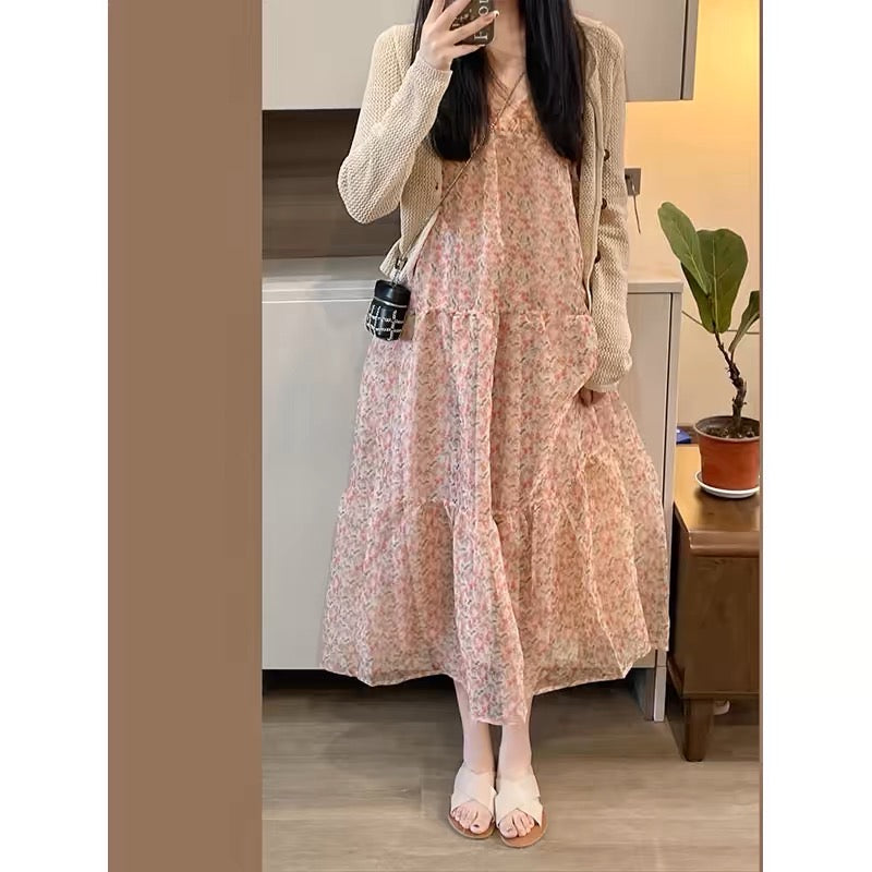 XZOXZO 2024 spring new women's French floral dress design niche sweet two-piece set D691