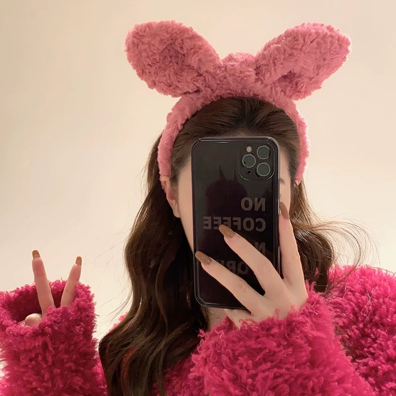 Cute rabbit ears plush headband women's face wash hairband hairpin internet celebrity rabbit headband headband fur hair accessories