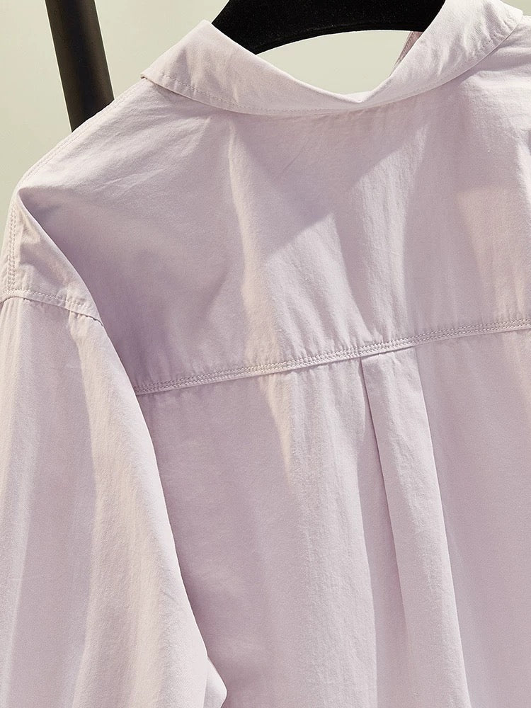 Pink purple long-sleeved sun protection shirt female 2024 spring and summer new Korean version loose versatile long-sleeved shirt thin top