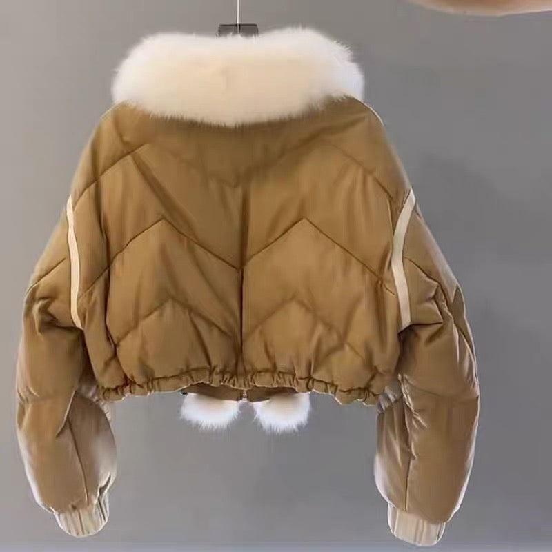 Parker Down Jacket Women's Short 2022 New Korean Version Niche Design White Duck Down Fashionable Western Jacket Winter