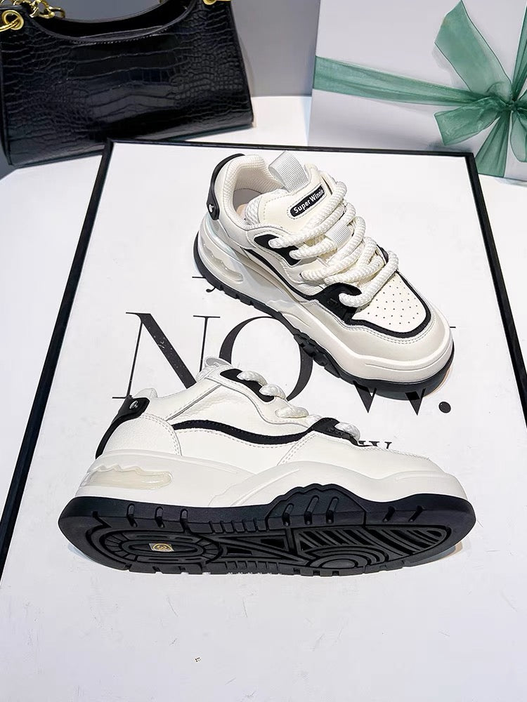 Increased comfort~! Internet celebrity popular white shoes for women small sports sneakers 2023 autumn thick-soled casual shoes (S0137)