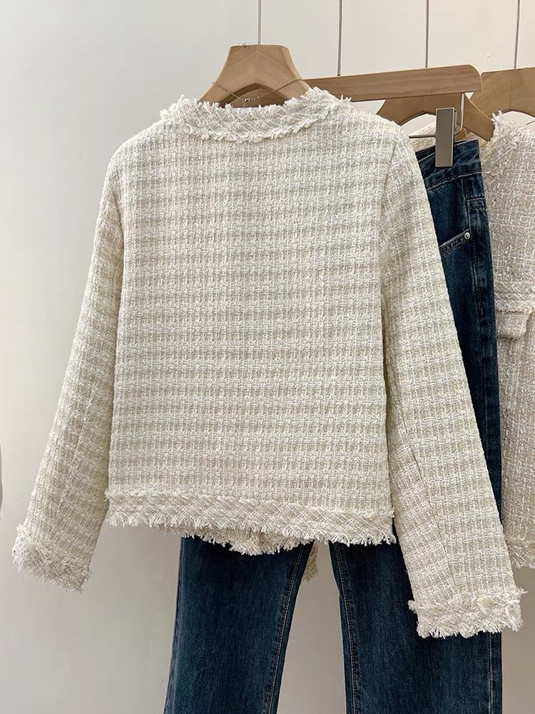 This year's popular beautiful small fragrant jackets for women spring and autumn 2023 new tweed short tops small jackets