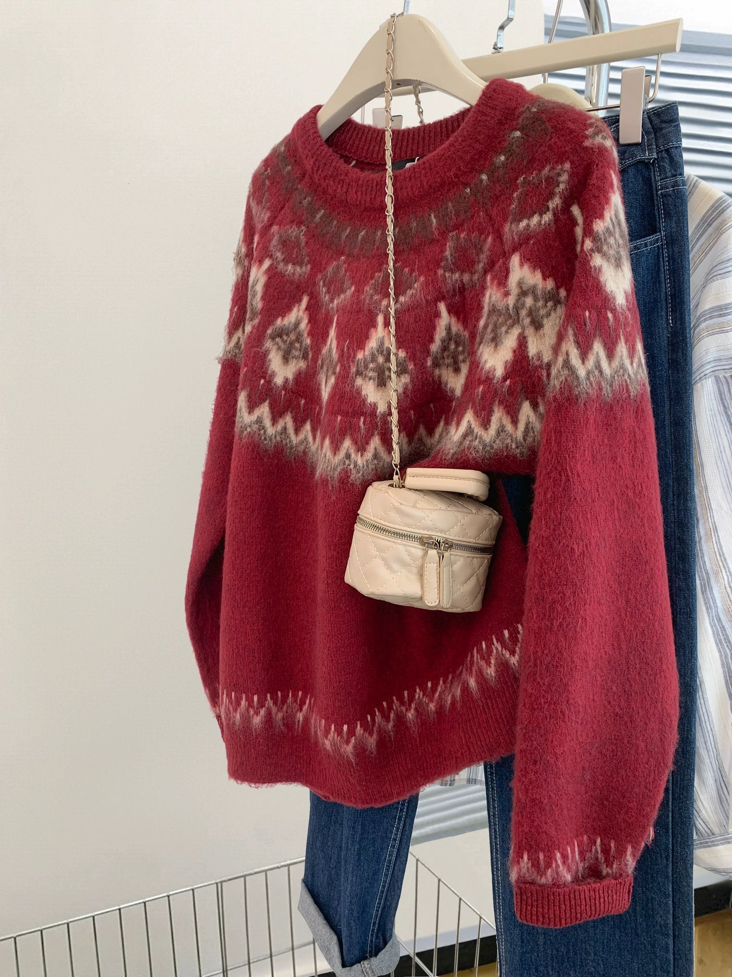 style bow-knitted sweater cardigan coat for women in early autumn straight shoulder French design short outerwear