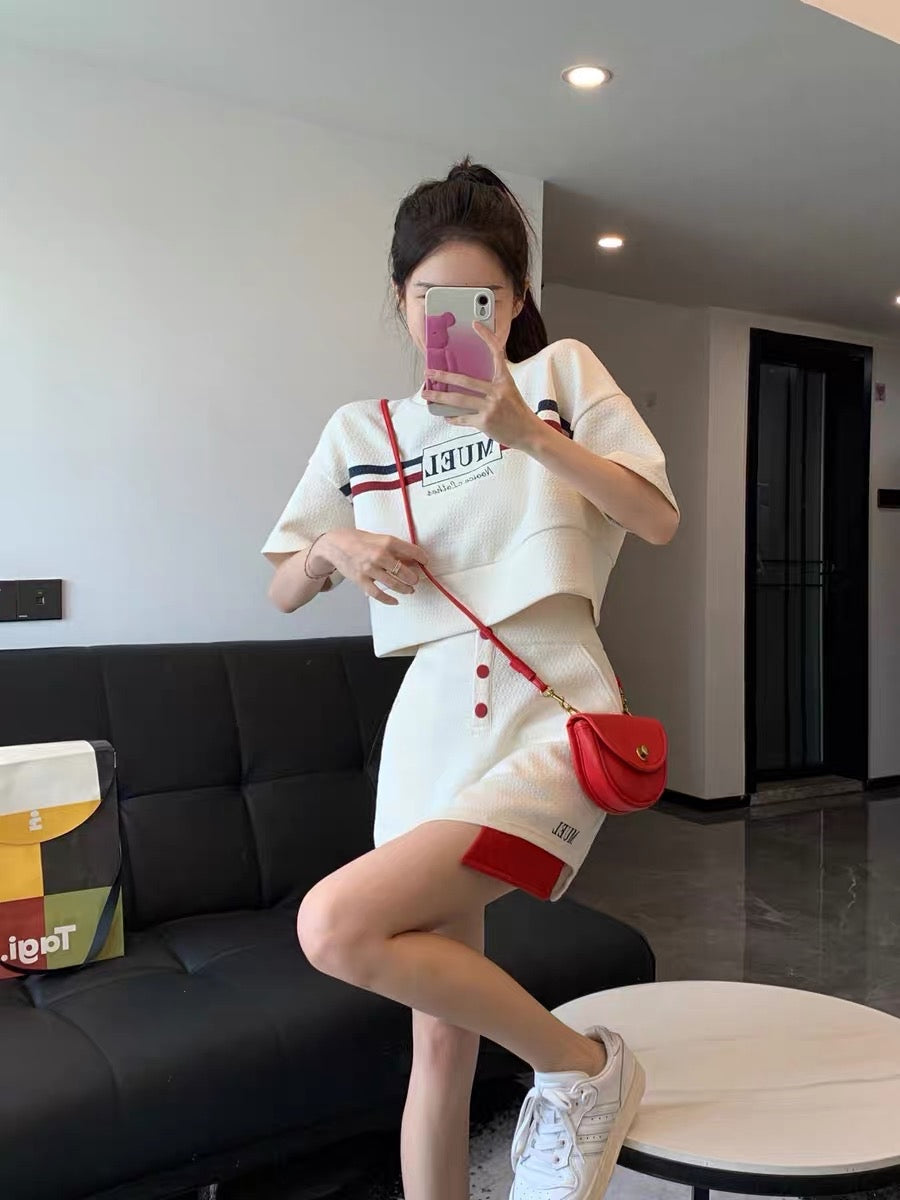MUEL original casual sports suit women's spring 2023 new design sense niche fashion skirt two-piece set (S037)