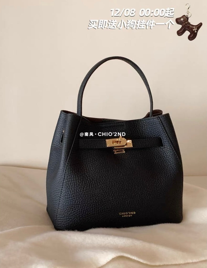 Chio2nd Top Grain Leather New York Image Handbag for Women, Suitable for Commuters, Shoulder Bag, Crossbody, Kelly Bag