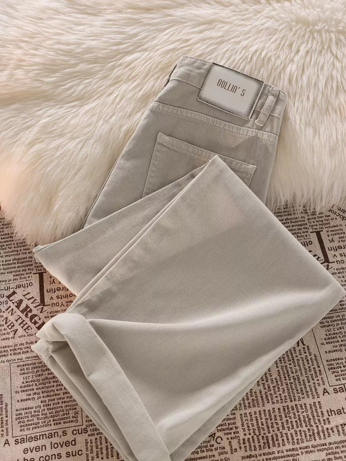 Blind selection is not wrong! The style is great! Glutinous rice gray straight jeans for women high waist, tall and slim wide leg pants