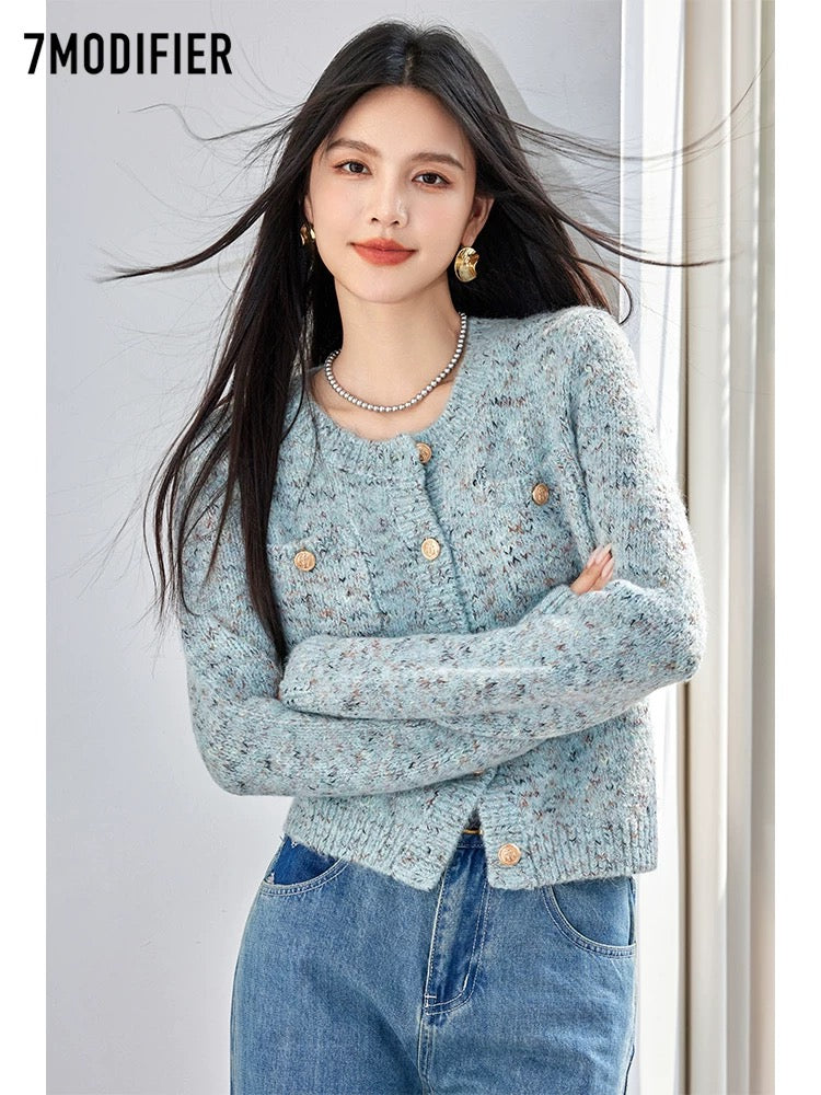 La Chapelle 7M2025 autumn new fashion floral top loose round neck versatile age-reducing temperament sweater