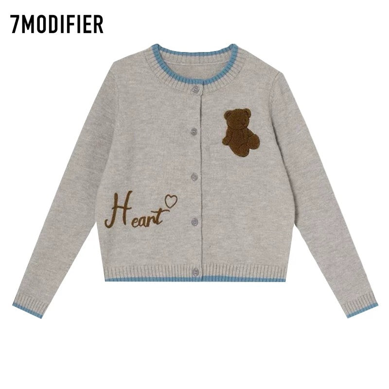 La Chapelle 7M2025 autumn new sweet contrast color fashion all-match temperament knitted sweater top cardigan ladies