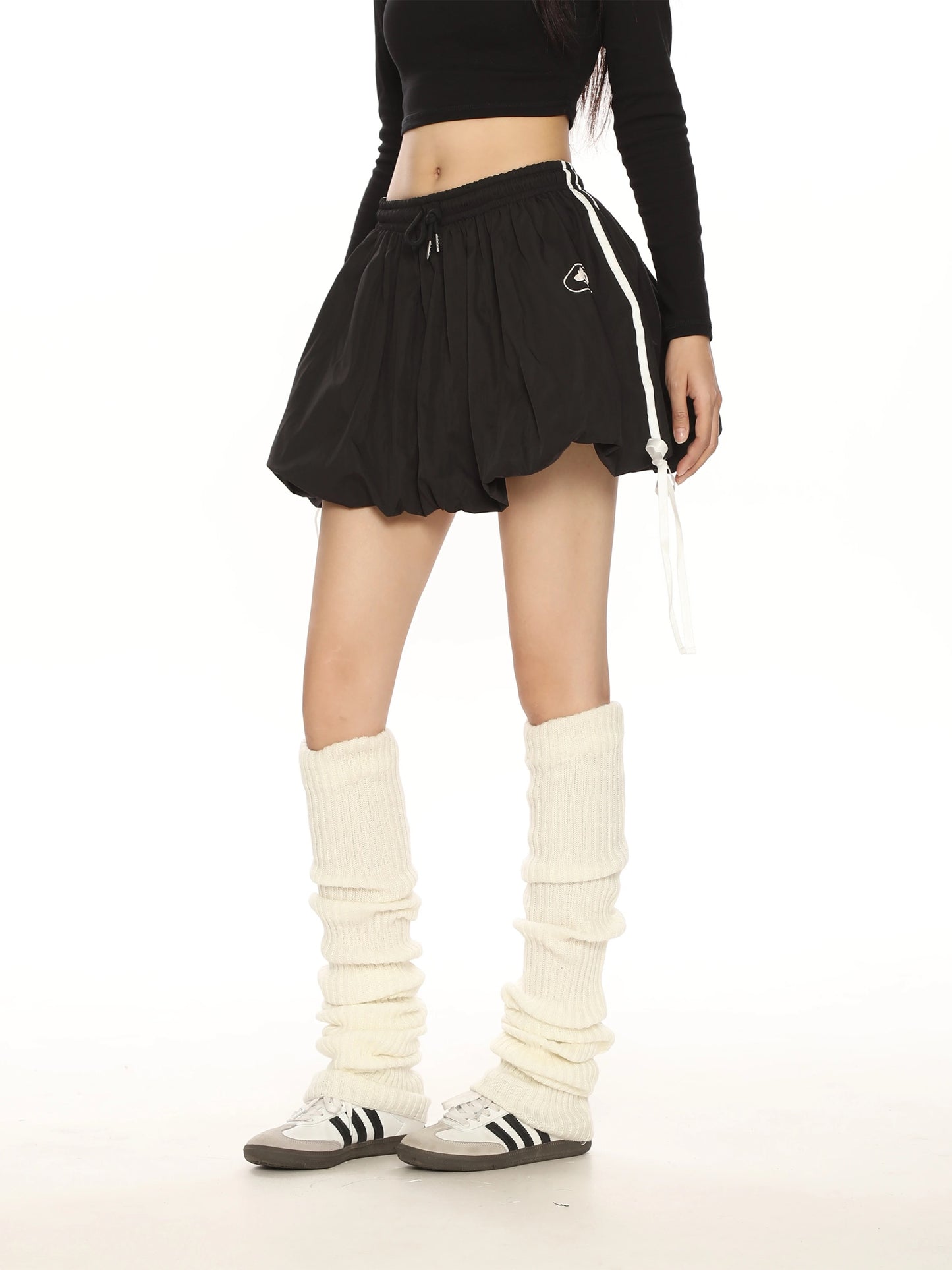 BIGGOLD sports style flower bud tutu skirt skirt short skirt women's high waist bow tie slim a-line skirt