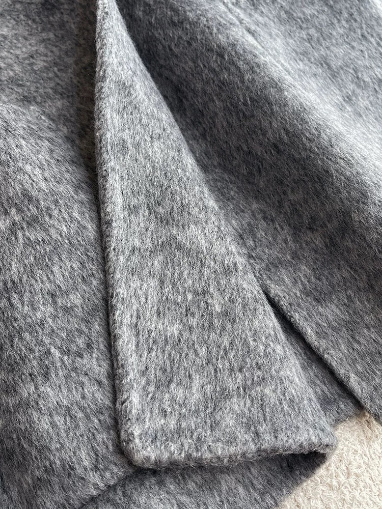 Gray double-sided woolen woolen coat for women 2024 new autumn and winter Korean style super good-looking short woolen coat