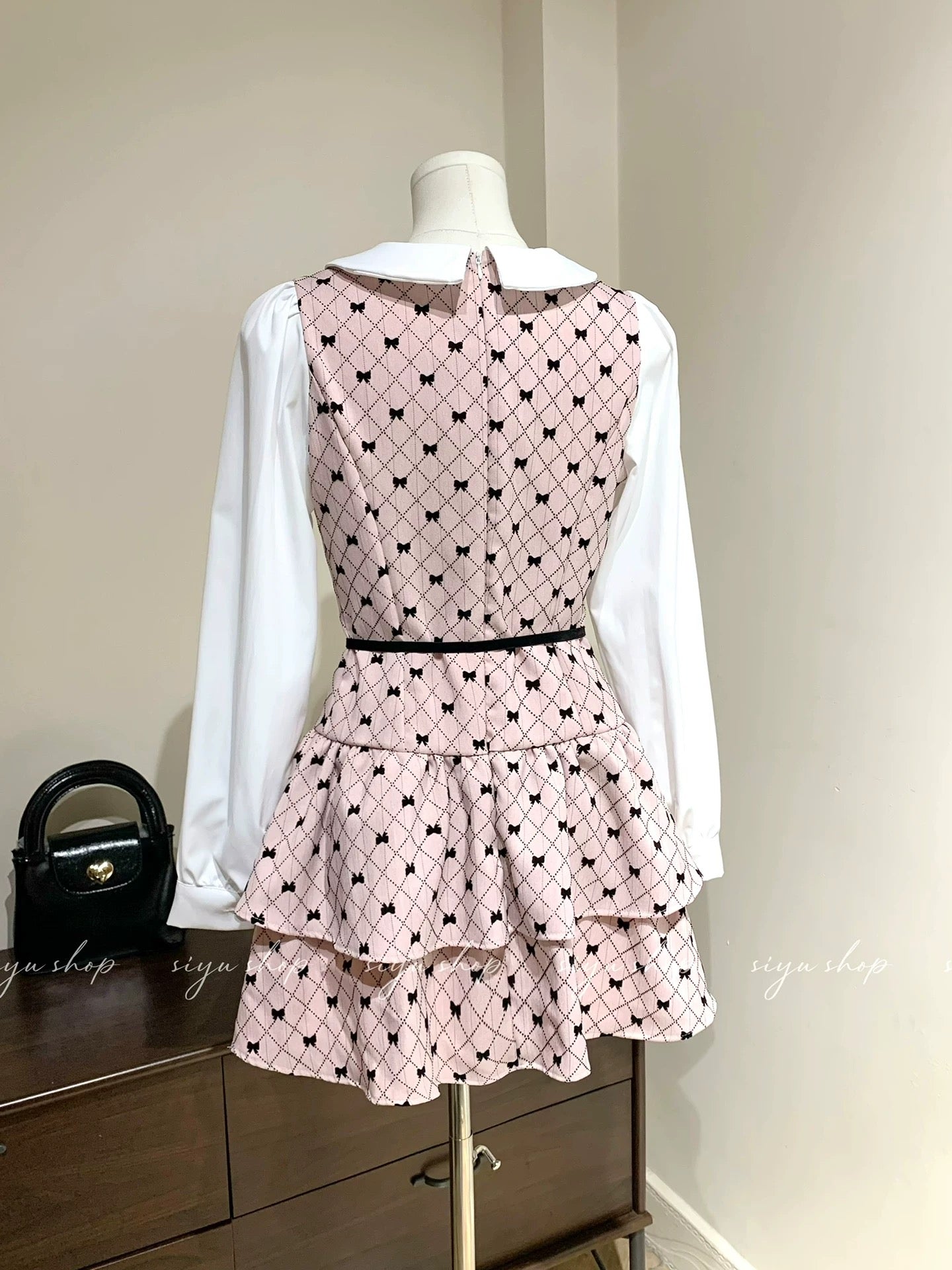 A Gift for Ballet Girls / Sweet Heiress Pink Patchwork Cake Skirt Dress with Slim Waist and Elegant Two-Piece Design