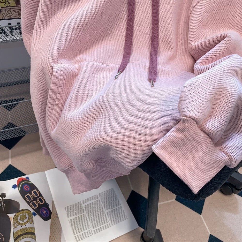 Sweet Japanese cute strawberry bear plus velvet hooded sweatshirt for men and women autumn and winter loose heavy thickened small jacket