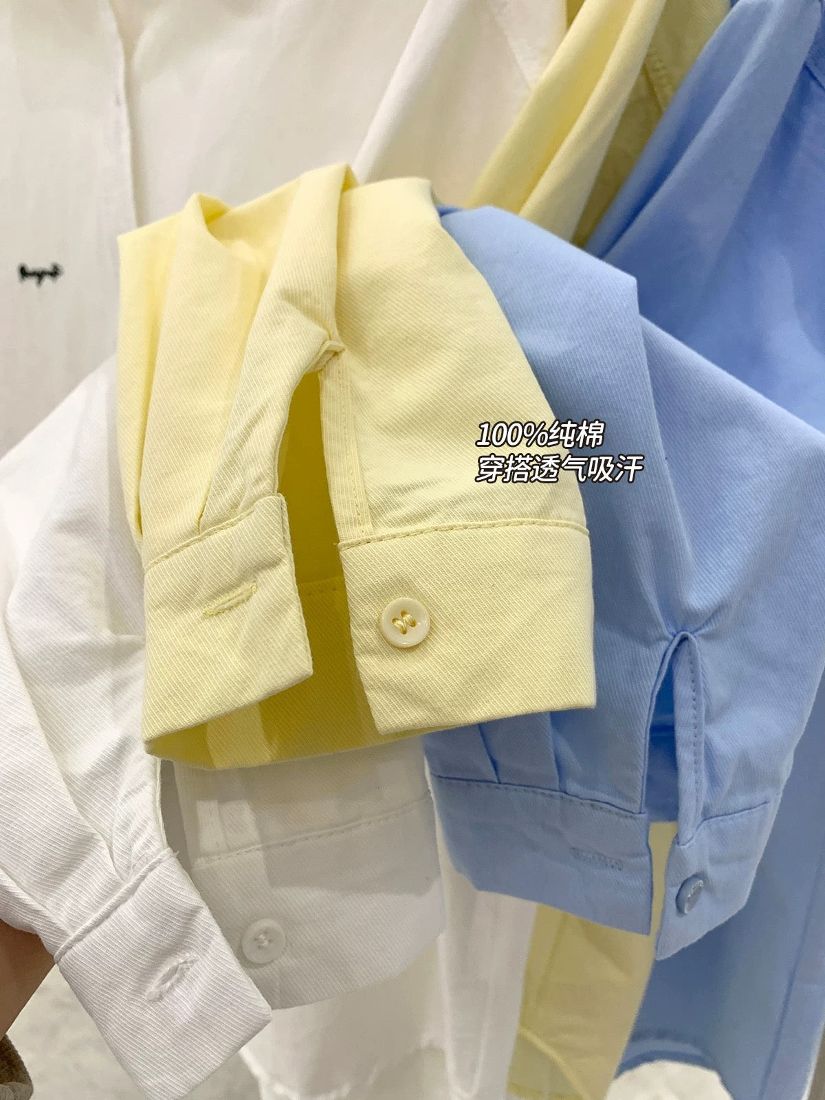 Dopamine color four seasons cotton shirt 2025 new design embroidery texture loose shirt