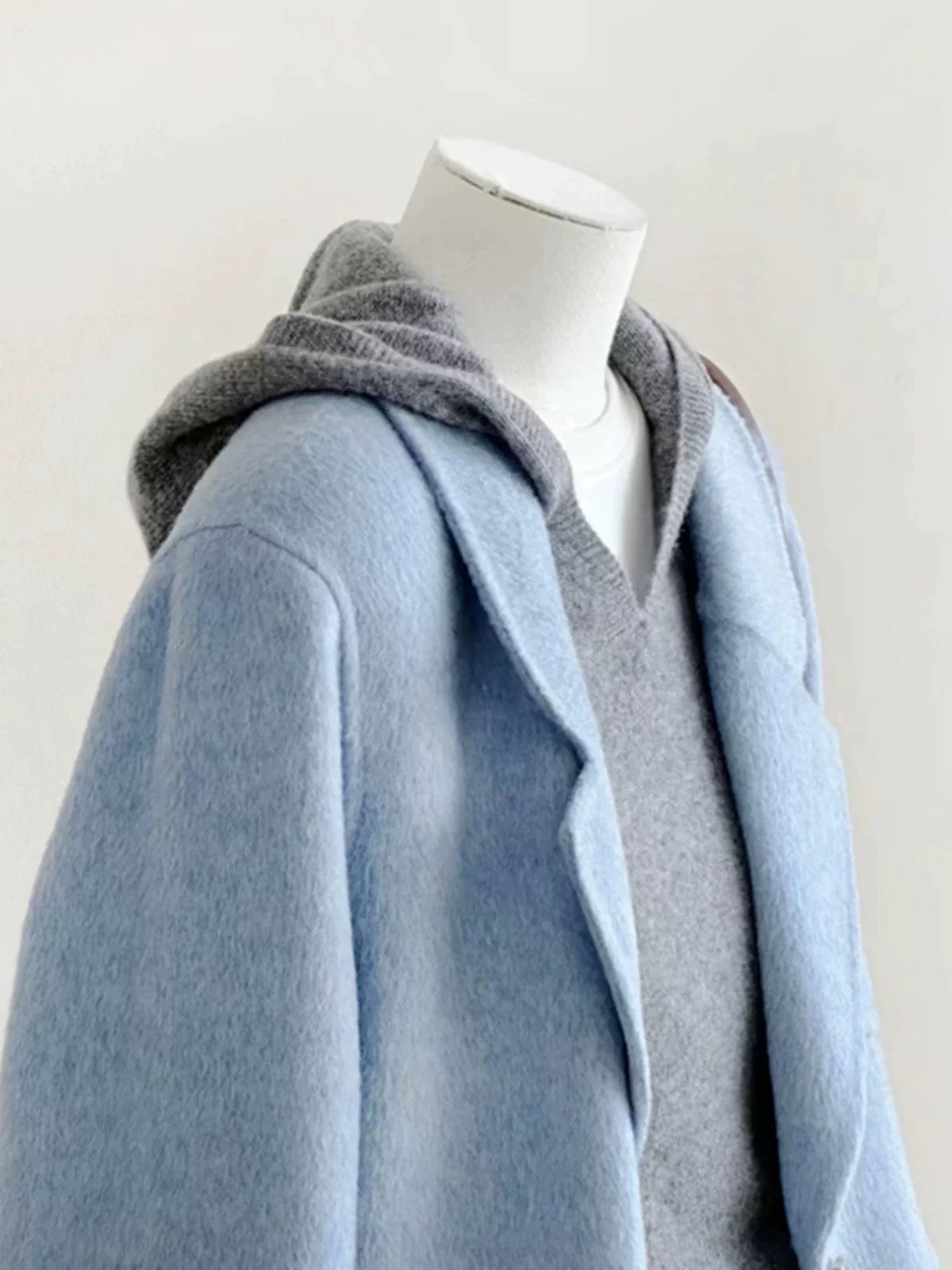 Plus size women's gentle style woolen coat women 2025 autumn and winter new blue suit collar simple commuter short coat