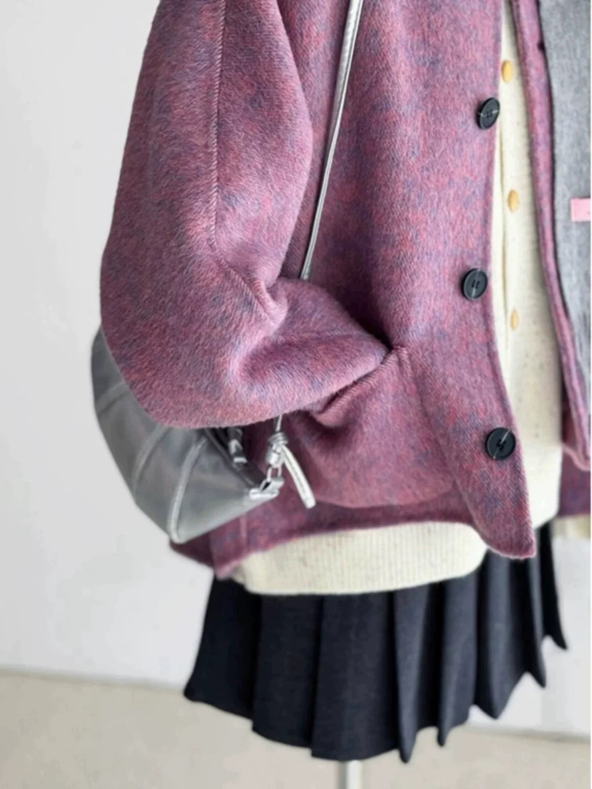 Plus size women's clothing 2025 this year's popular new purple high-end age-reducing temperament double-sided woolen coat women's winter
