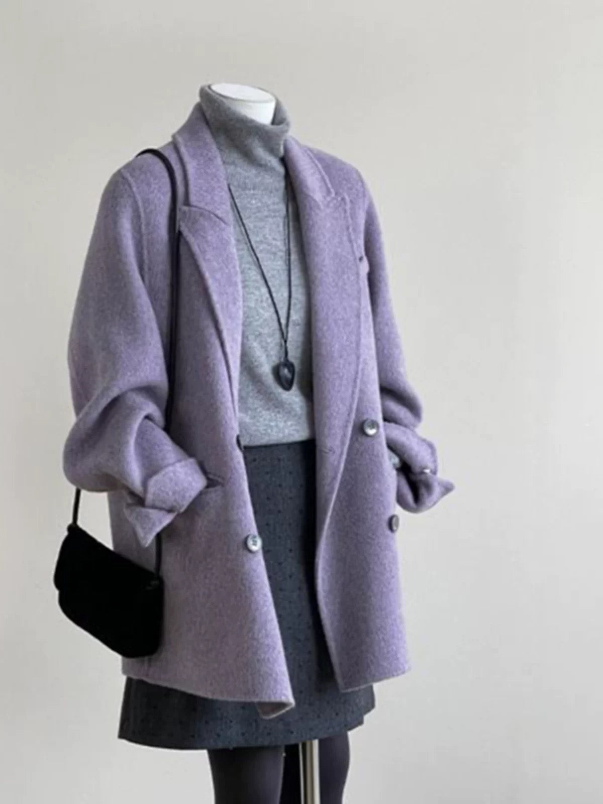 Plus-size women's Hepburn style high-end small woolen coat 2024 autumn and winter new fashion commuter suit