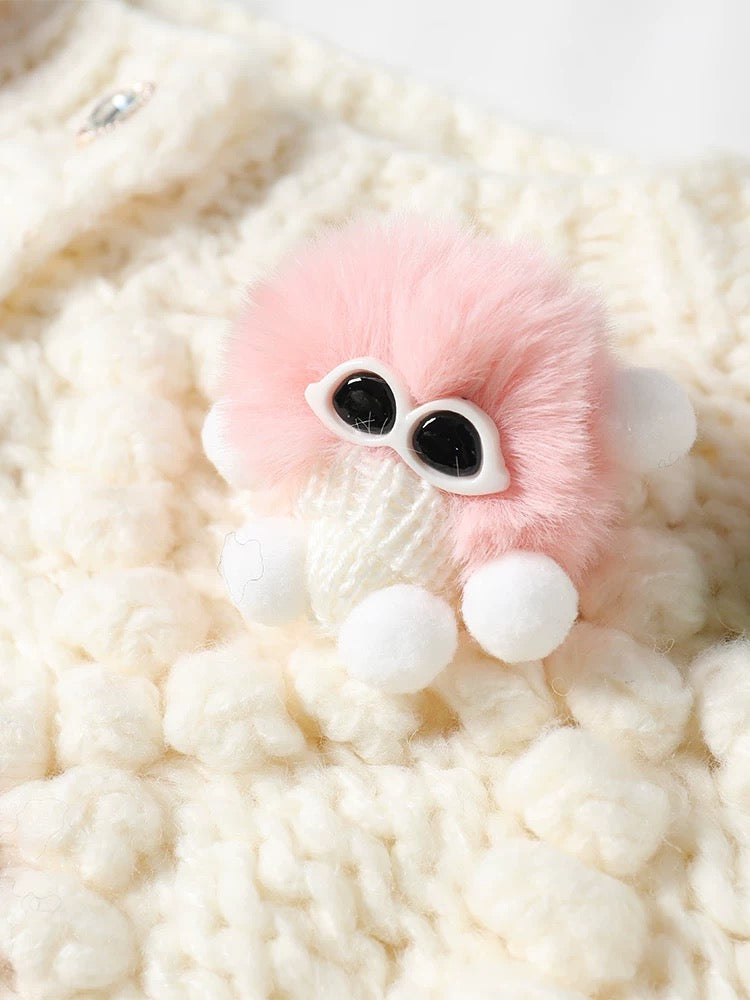 MMC loose heavy industry sweet and cute hand knitted thick stick needle vertical flower sutra cartoon cartoon knitted cardigan jacket thick