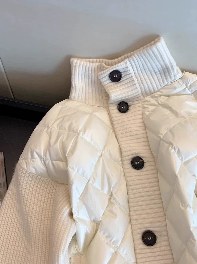 Autumn and winter fashionable high-end cotton-padded clothes for men and women ins Korean version of trendy brand sweaters with splicing design high-collar jackets