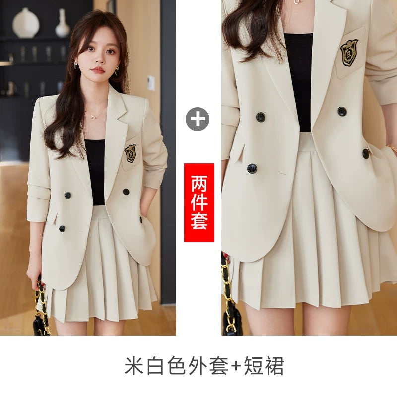 Obilan 2024 New Spring Small Blazer Women's Pleated Suit Skirt Professional Autumn JK Professional Wear Uniform