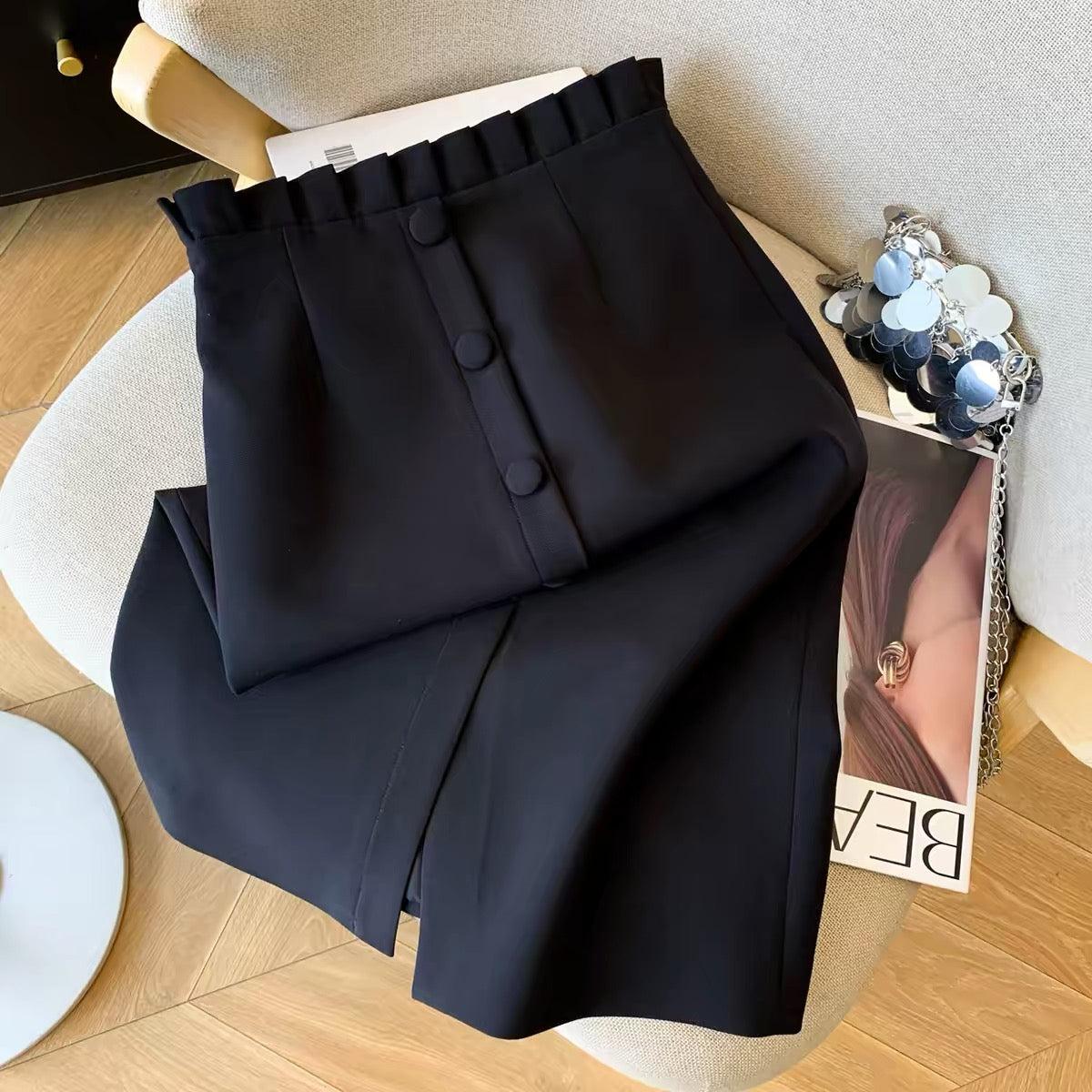 Women's Sophisticated Commuter Suit-Style Straight Skirt – Summer 2026 New Arrival: Elegant High-Waisted Design with a Tulip-Style Waist Detail