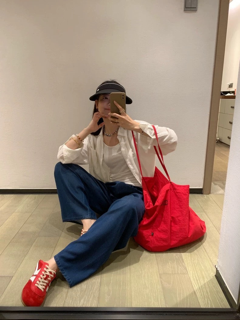 MOJITO Tencel breathable and versatile elastic waist floor-length relaxed and airy jeans, 7181 comfortable and casual pants.