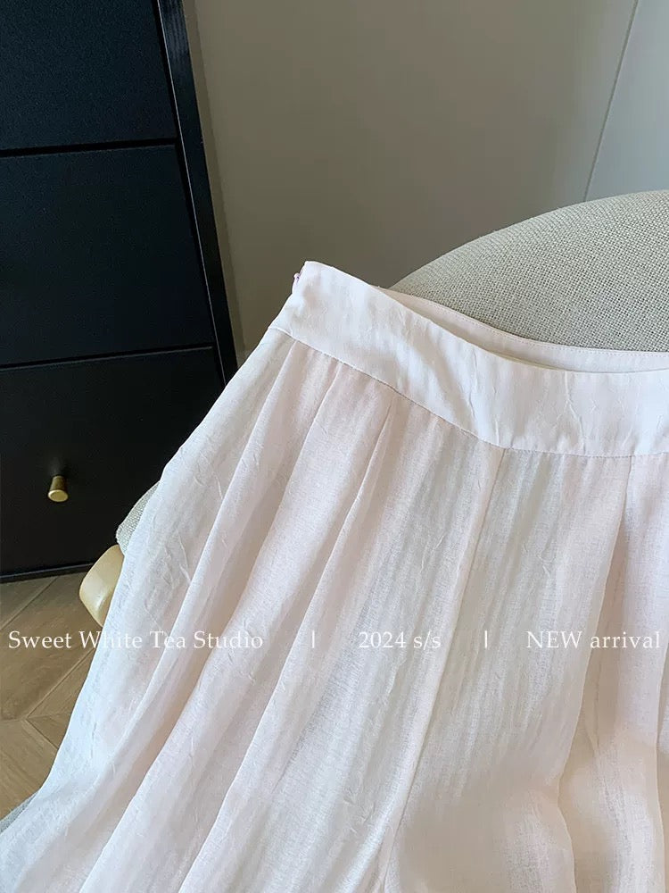 Nanyou’s high-end goods are on clearance and leaked! Pink loose drapey wide leg pants for women summer high waist straight thin casual pants