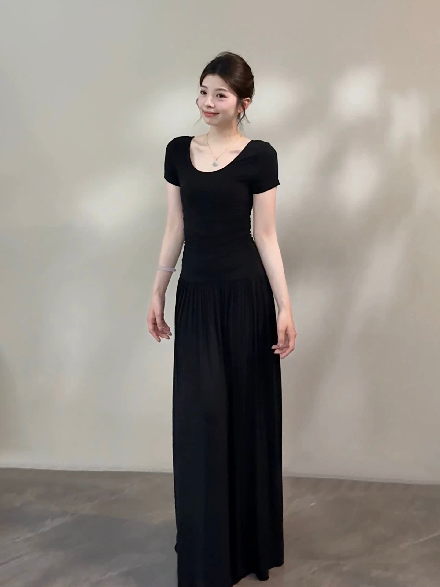 Songsong Summer New French Casual Fashion Simple Elegant Slim Fit Full Swing Dress DT2053