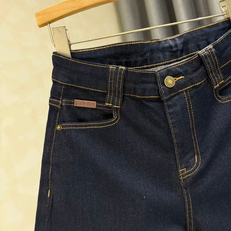 Retro blue denim shorts for women 2025 summer new style curling fashionable high waist A-line loose slim wide leg pants