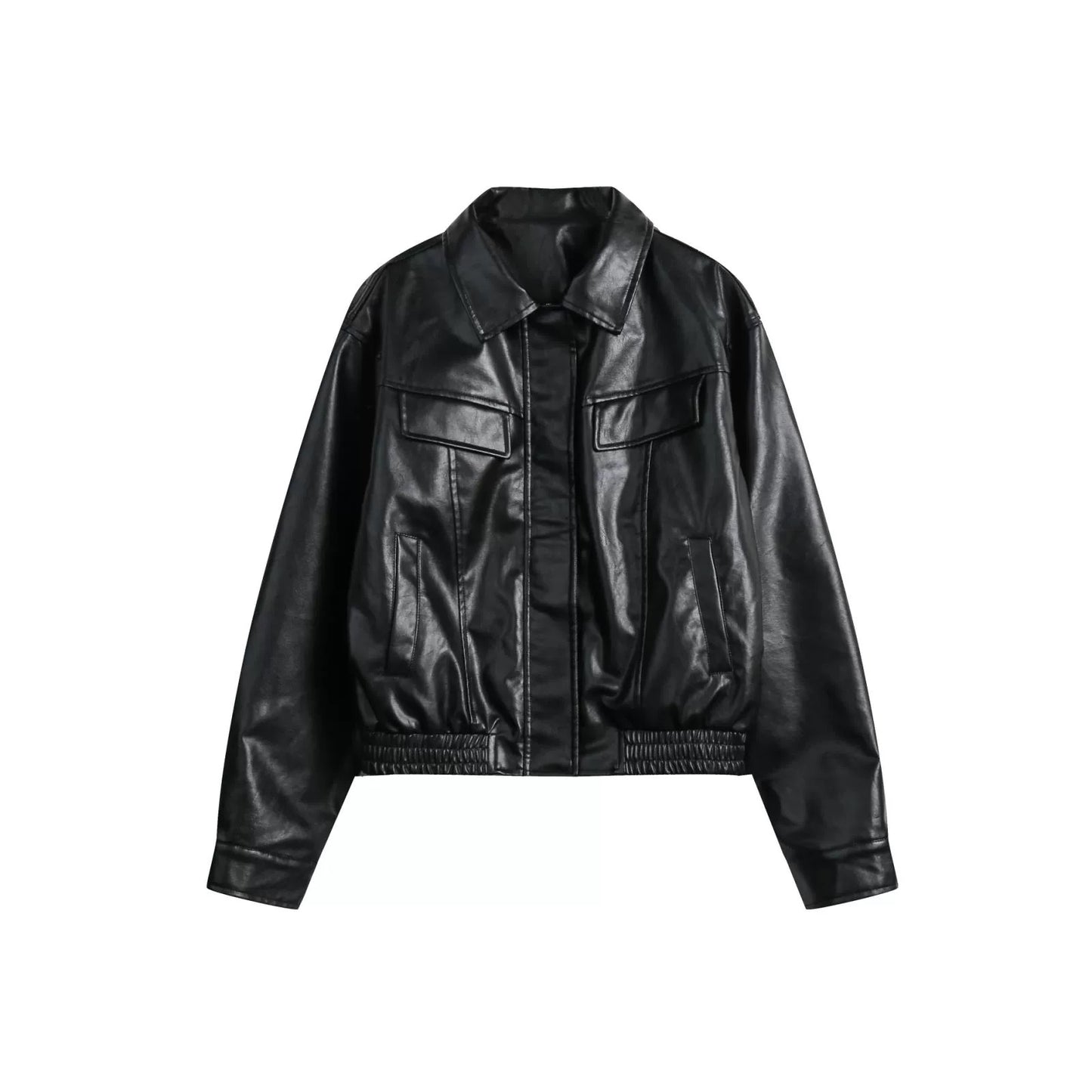 EZEK original design American retro black leather jacket for women 2024 new spring and autumn jacket top trendy brand