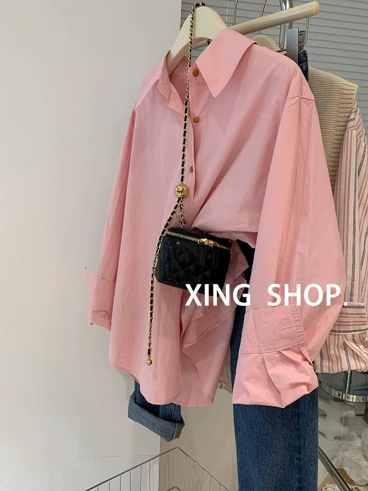Purple cotton and linen shirt for women in spring and autumn French style high-end European goods temperament sunscreen shirt jacket top pure cotton