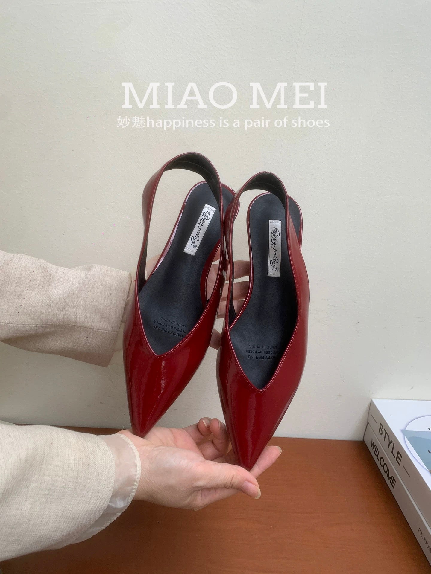 Lambskin version ~ Retro minimalist elegant pointed toe sandals for women, summer wedge heels, stylish high heels with back strap.