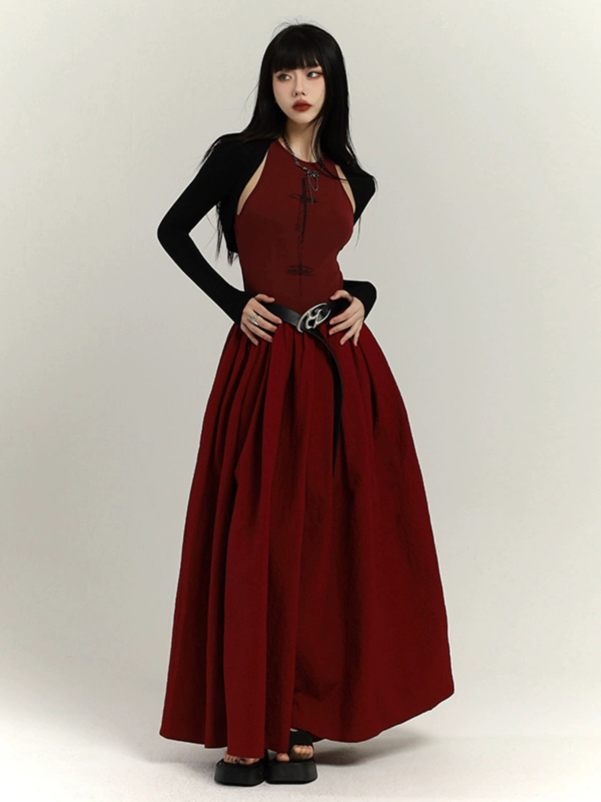 strapless open back dress Ghost girl new Chinese style red dress suspender long skirt adult dres –  Lee Nhi Boutique