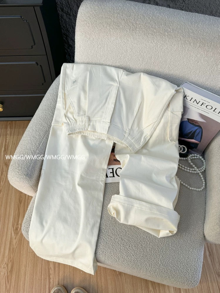 The hottest pants for women in 2025, summer thin lazy style alo big pocket small white overalls