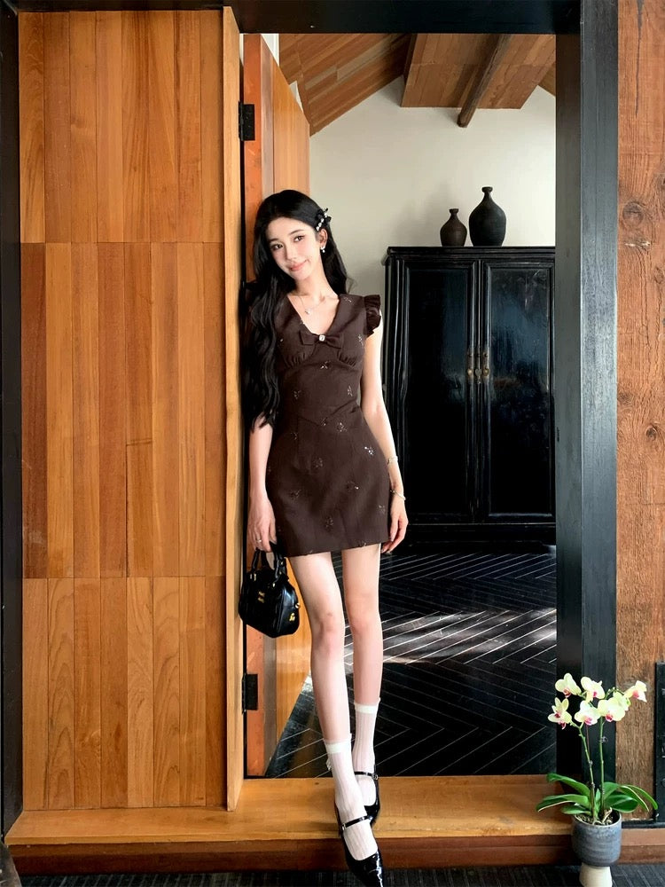 Barb Chill hot girl short bow dress female summer slim waist hip skirt – Lee Nhi Boutique Barb Chill hot girl short bow dress female summer slim waist hip skirt – Lee Nhi Boutique