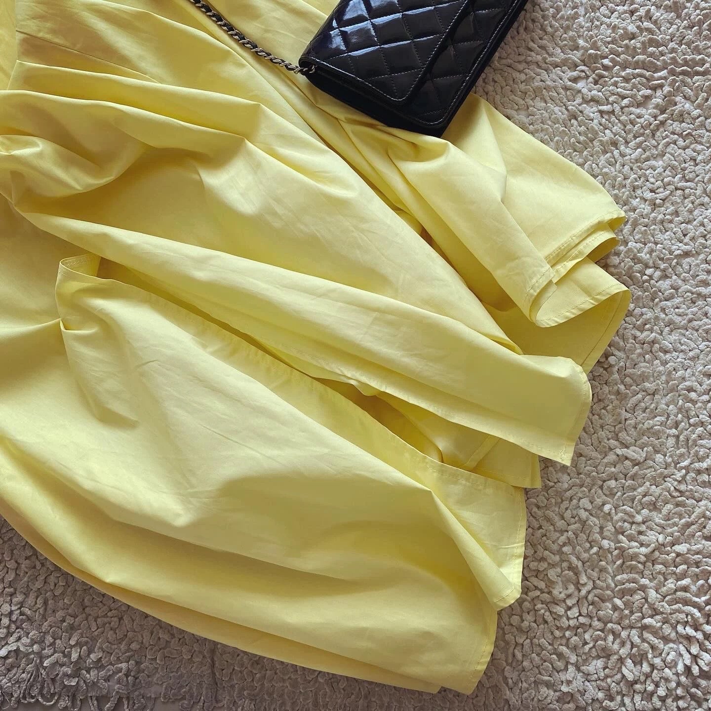 French retro holiday style yellow cotton high waist slit tube top high waist suspender dress long skirt