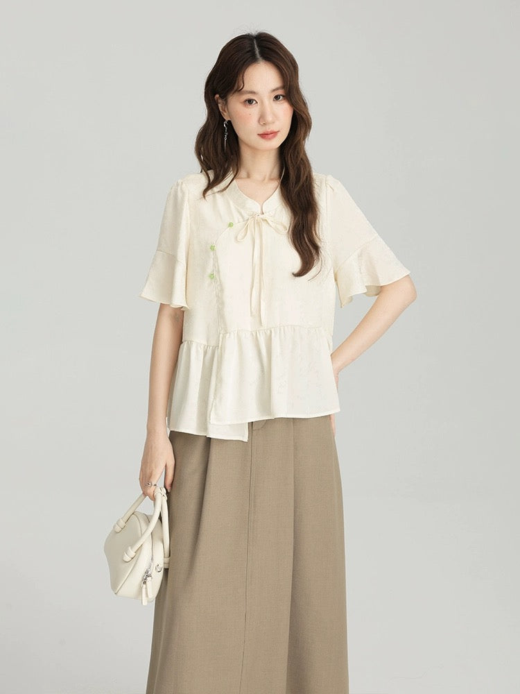 Love Rose large size new Chinese style women's national style short-sleeved shirt women's summer 2024 new fat mm doll shirt top