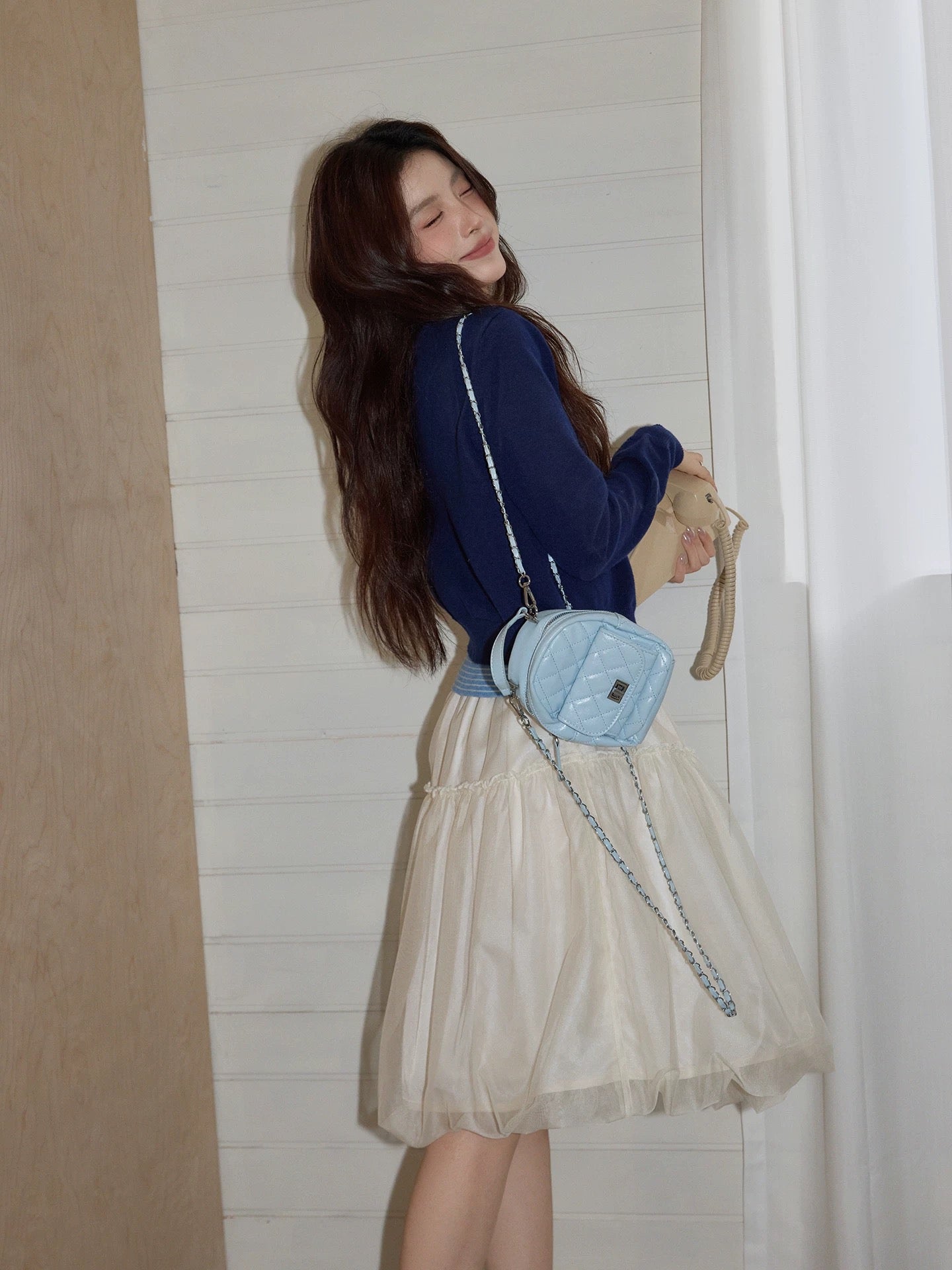 Chaochao's Apricot Midi Skirt for Women, Winter Short French Style Tulle Skirt, High Waist, Hip-Concealing, Slimming A-line Tulip Skirt