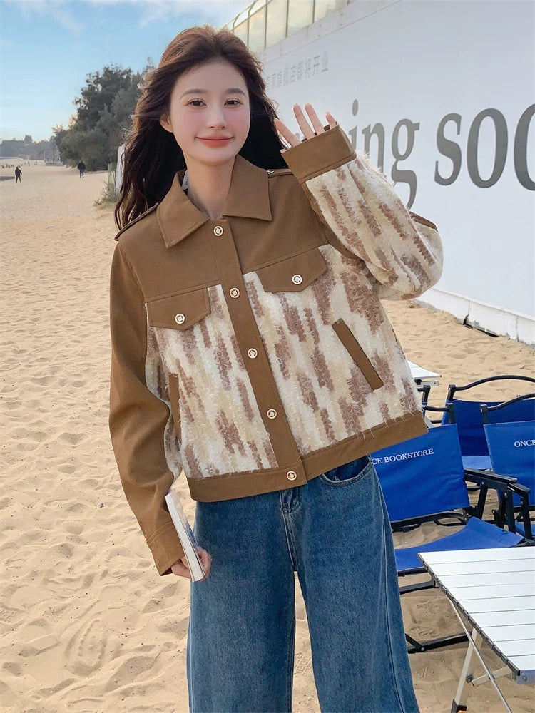 Tassel stitching workwear jacket for women spring and autumn 2025 new style unique super beautiful short popular super hot style top