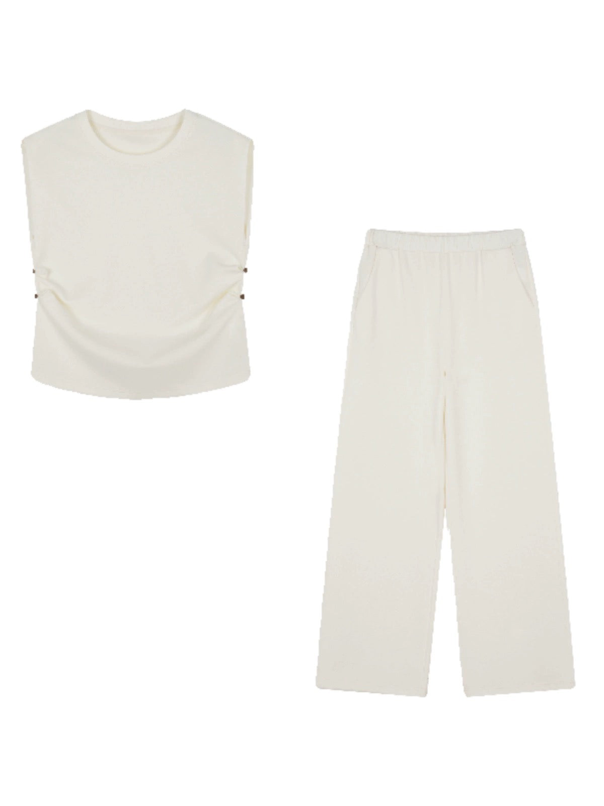 Mohan Yimei fashionable commuting sleeveless T-shirt elastic trousers versatile suit 2024 summer new casual two-piece set