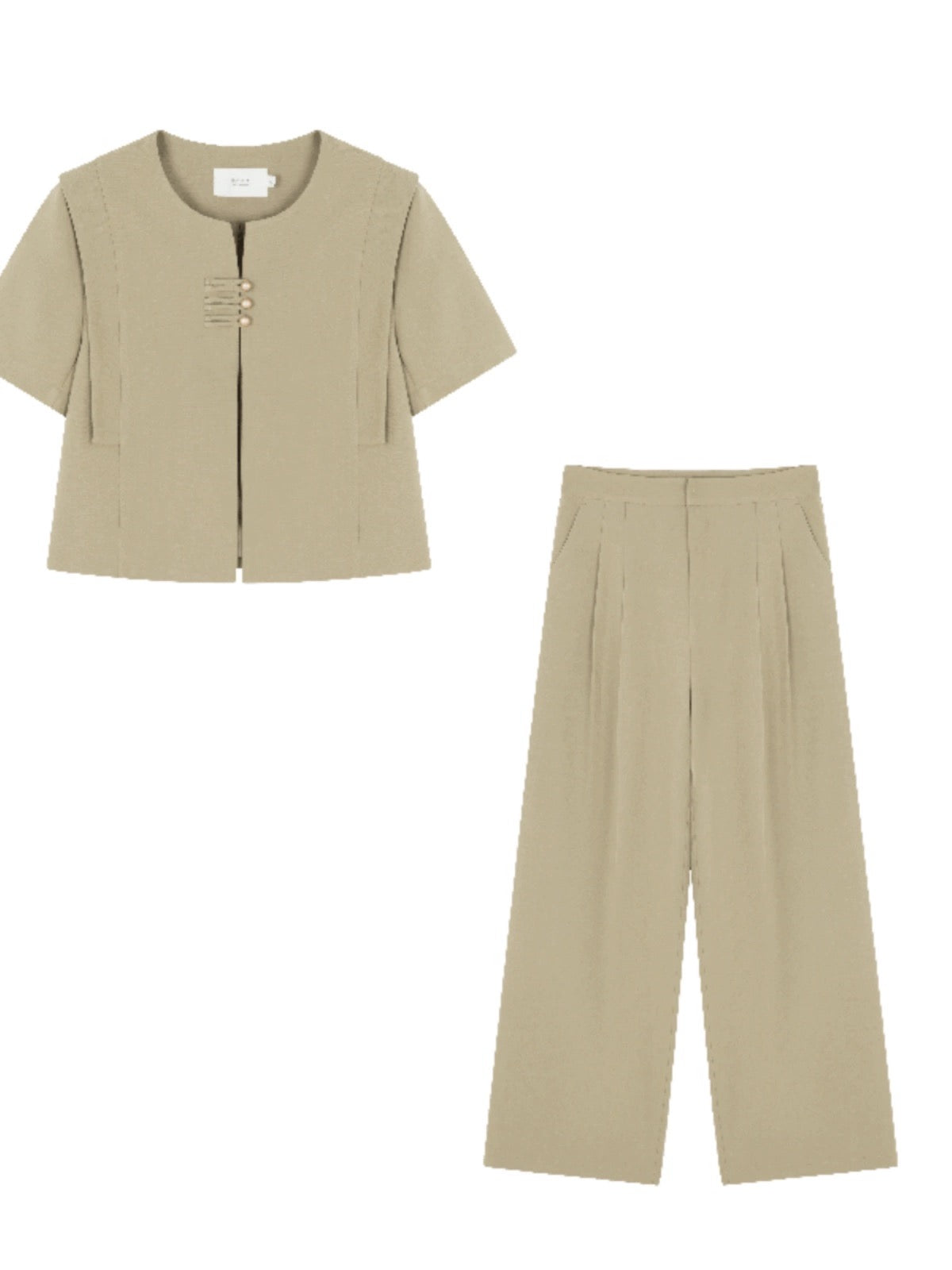 Mohan Yimei's high-end national style buckle design short-sleeved suit 2024 summer new workplace commuting style suit