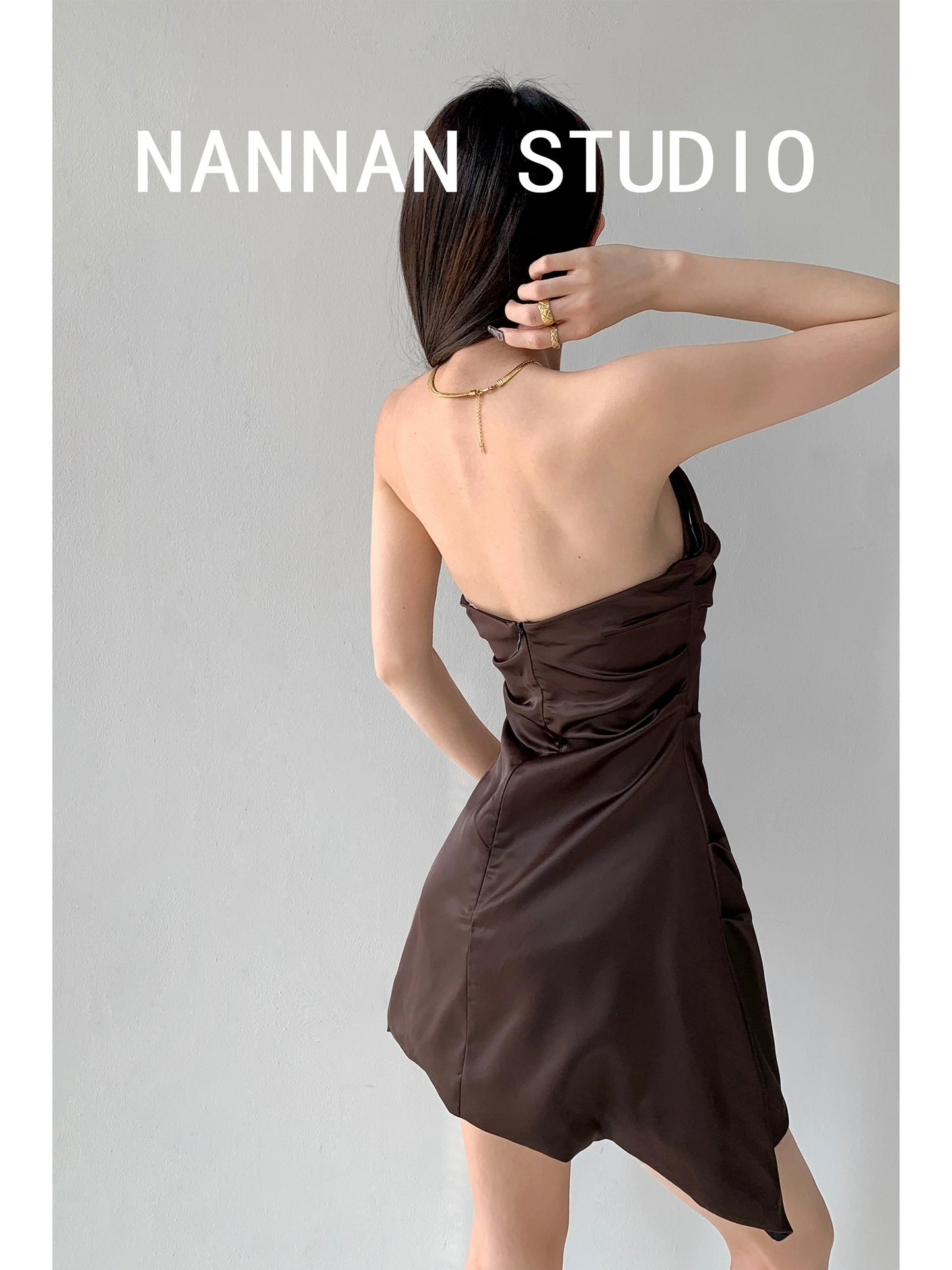 American Sweet Bean Sexy Pleated Waist Dress Summer Wrapped Breast Style Pure Desire One-shoulder Satin Tube Top Trendy Skirt