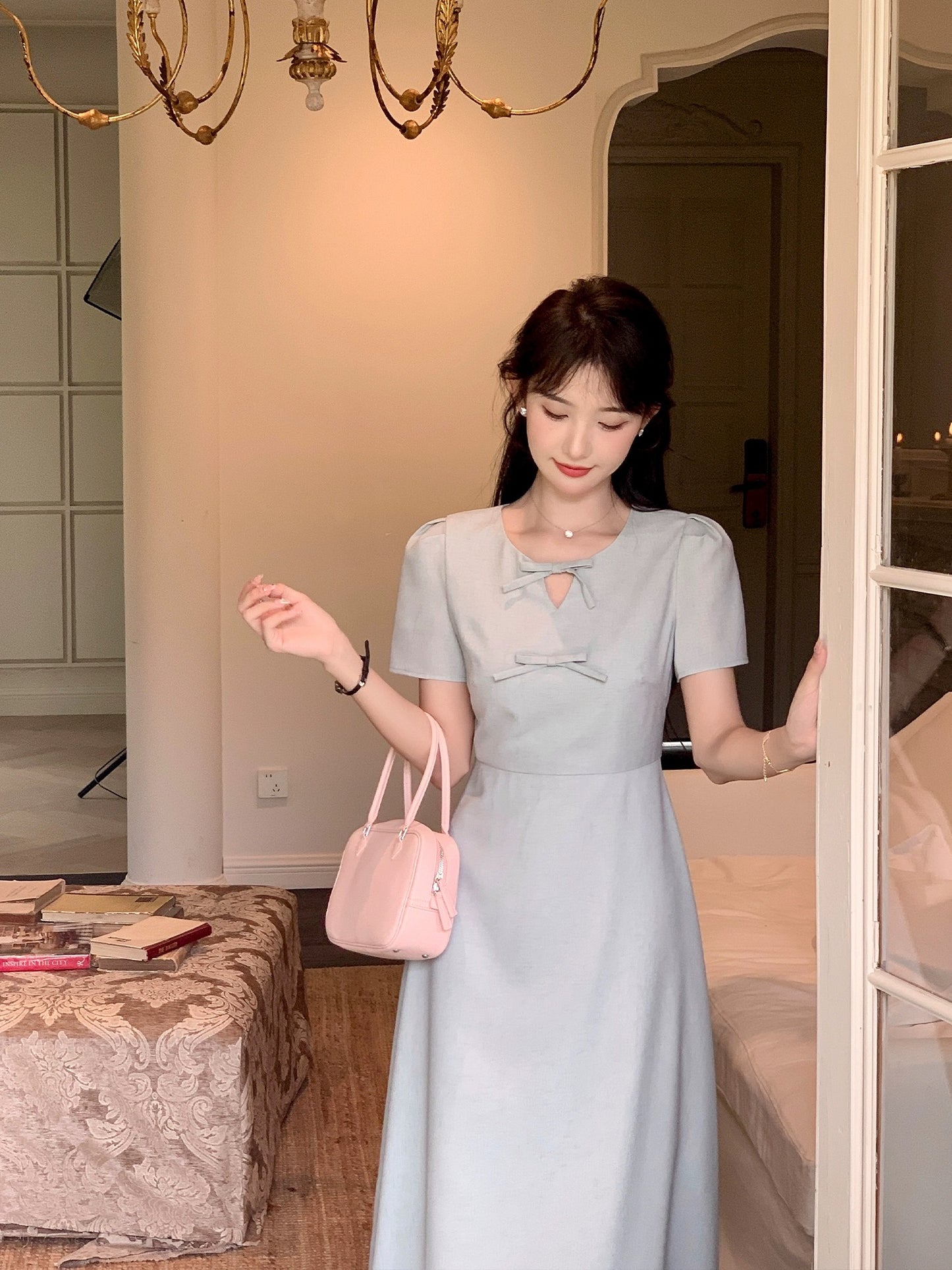 SE A Roast Goose Lady Bird Dress Women's Summer Casual Outing Elegant Light Color Long Dress