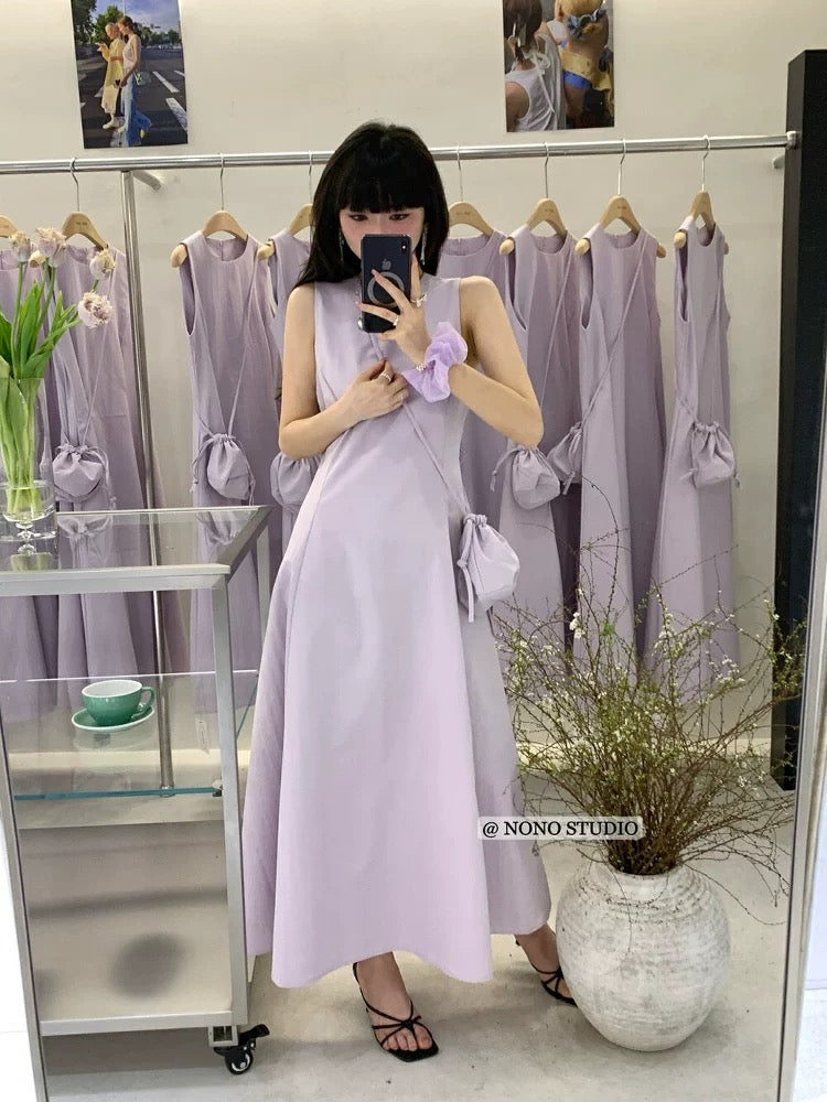 NONO French style simple waist slimming A-line vest long skirt sleevel Lee Nhi Boutique NONO French style simple waist slimming A-line vest long skirt sleevel Lee Nhi Boutique