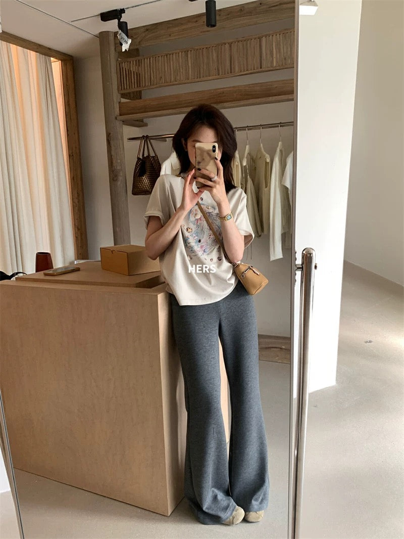 A spoonful of sweetness Hers drape casual pants women 2025 early spring new high waist slim mopping flared pants 20529
